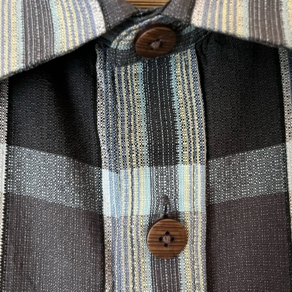 Tommy Bahama Silk Gray Plaid Size Medium Short Sleeve Button Down Camp Shirt - Picture 5 of 9
